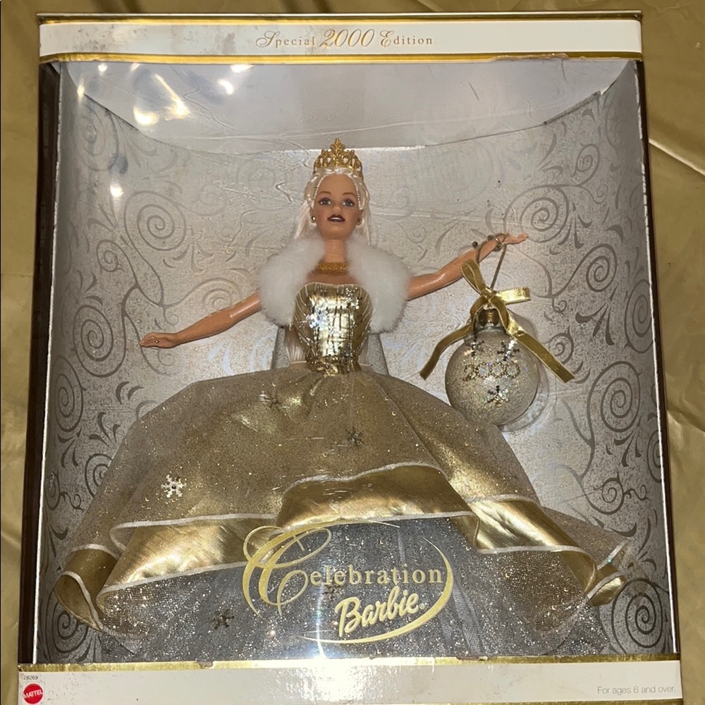 Barbie Celebration Doll in Gold and White Gown